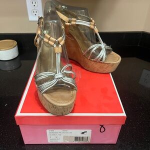 Women's Size 8 COACH Georgiana Silver and Tan Wedge